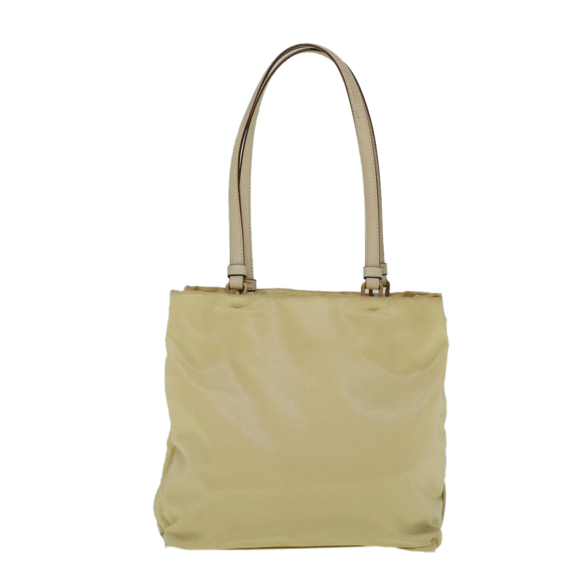 PRADA Hand Bag Nylon Cream Auth 59054