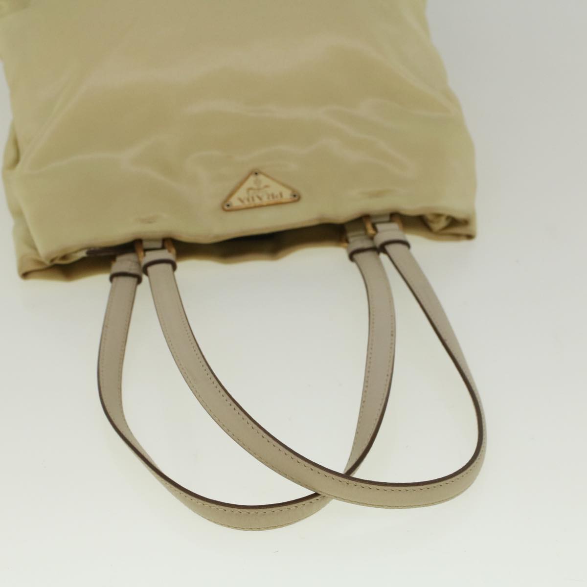 PRADA Hand Bag Nylon Cream Auth 59054