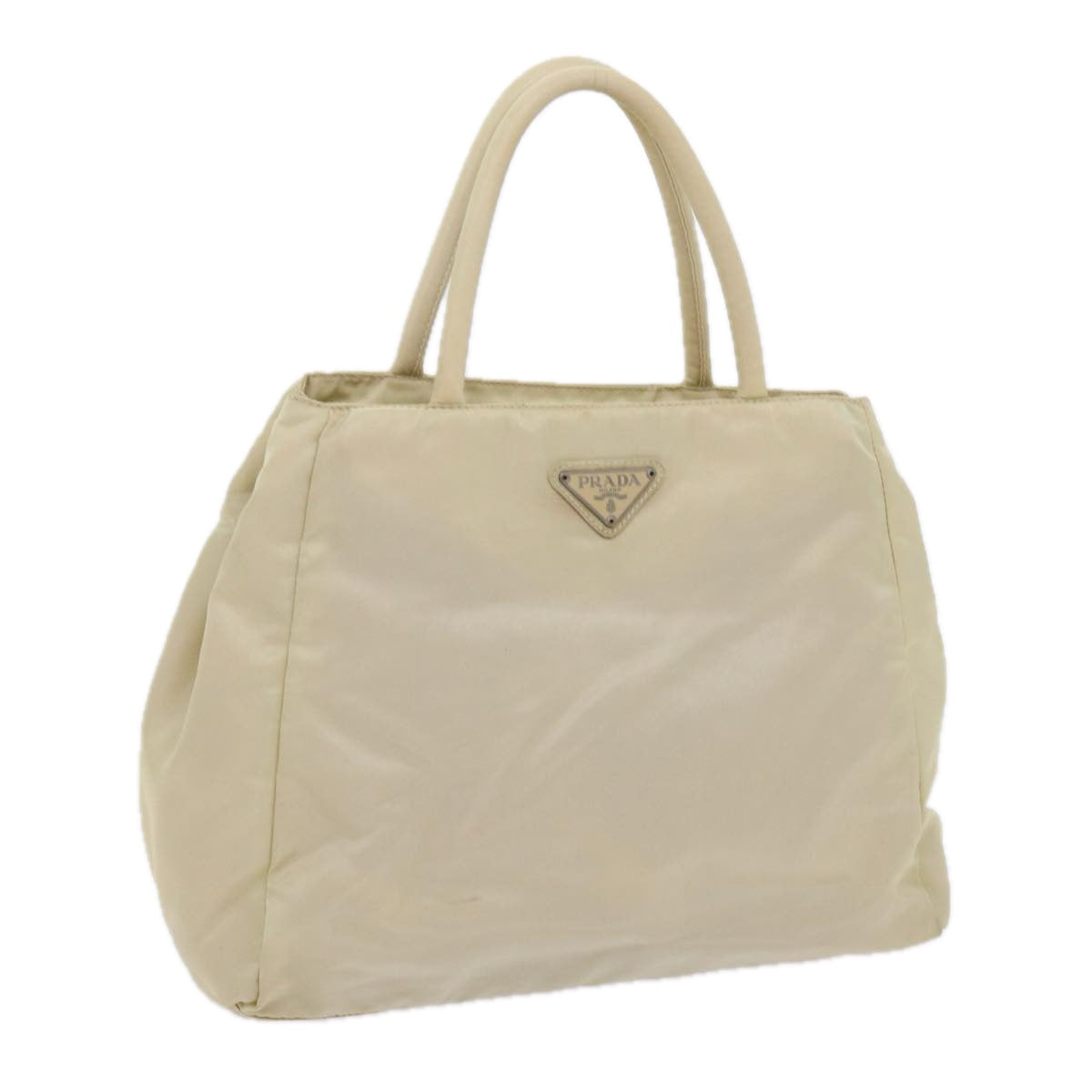 PRADA Hand Bag Nylon Cream Auth 59057