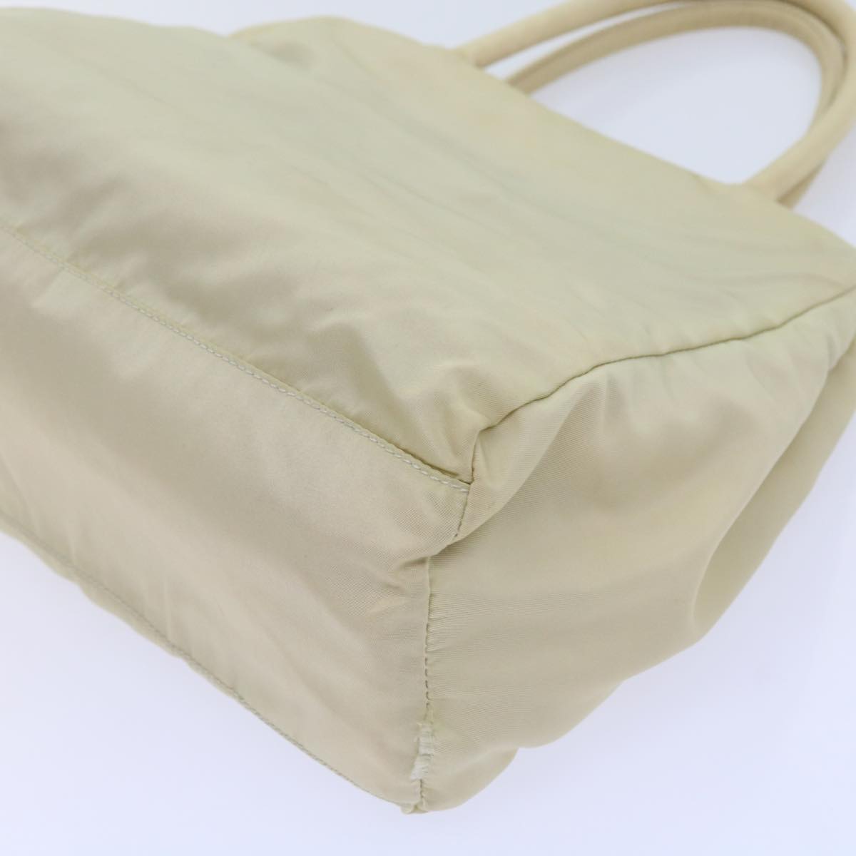 PRADA Hand Bag Nylon Cream Auth 59057