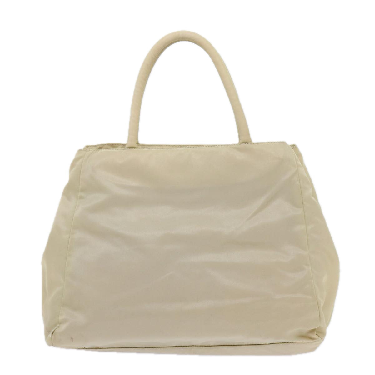 PRADA Hand Bag Nylon Cream Auth 59057