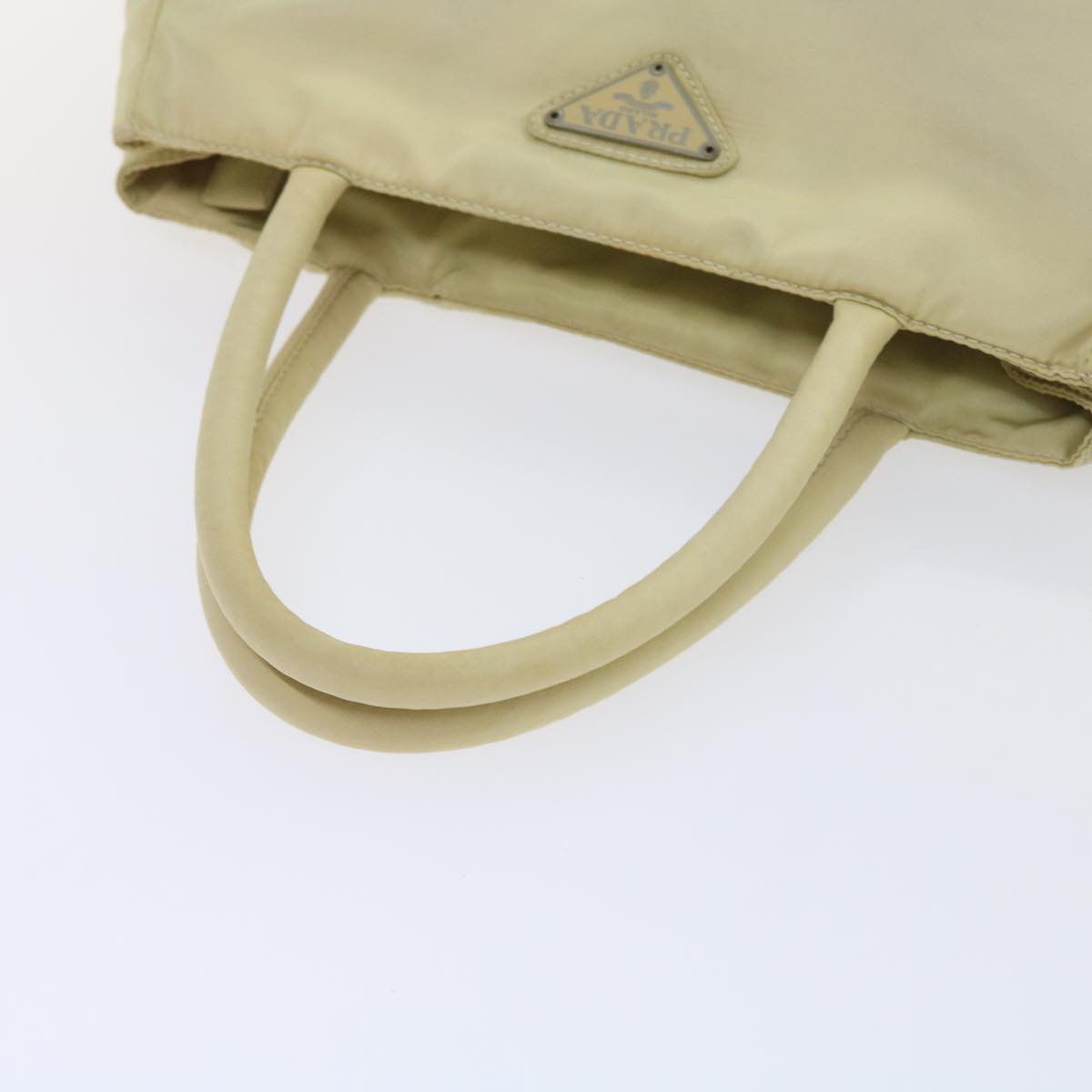 PRADA Hand Bag Nylon Cream Auth 59057