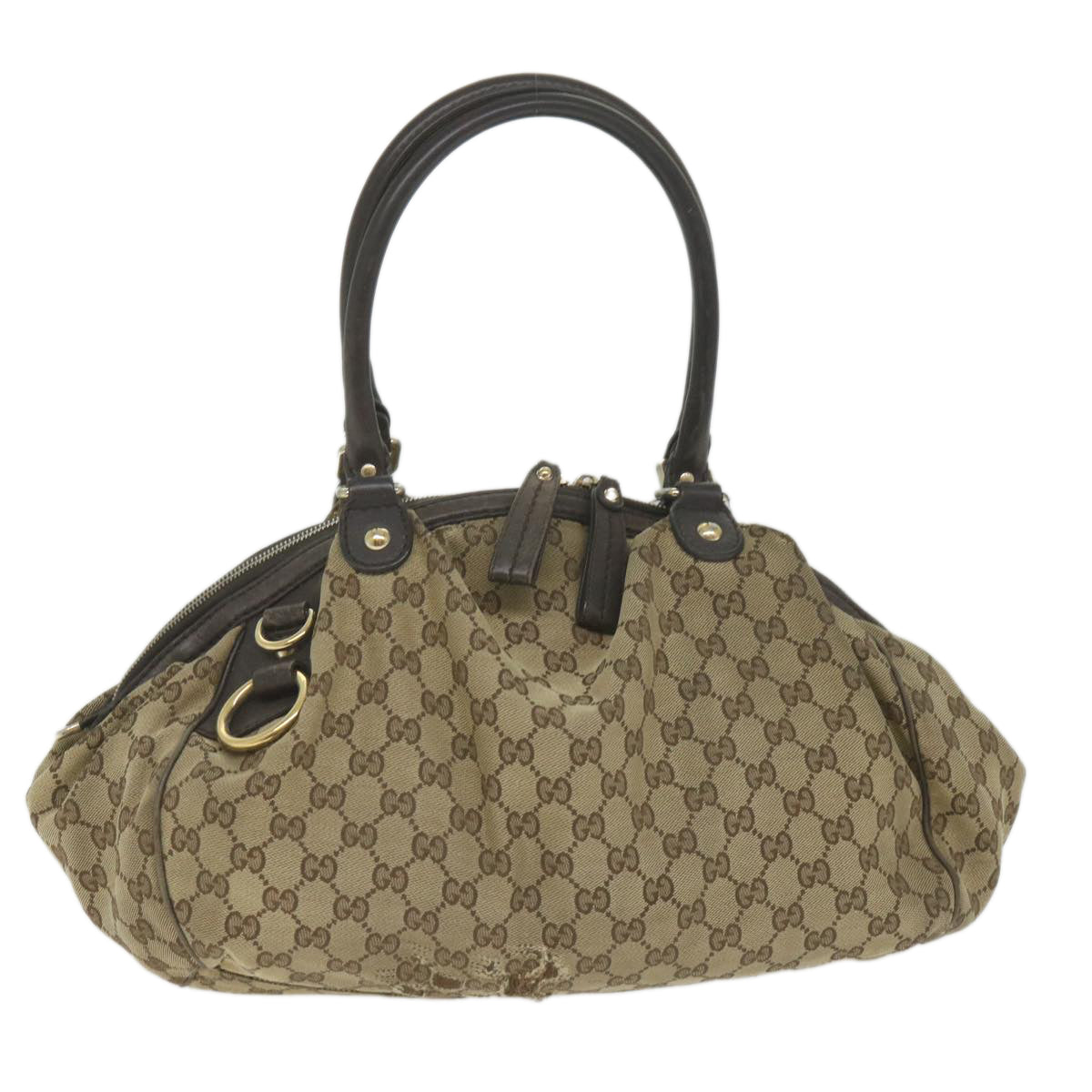 GUCCI GG Canvas Hand Bag Beige 223974 Auth 59072