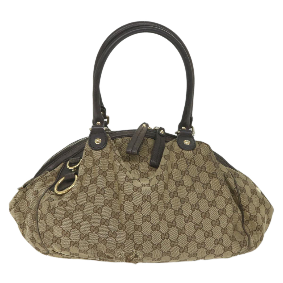 GUCCI GG Canvas Hand Bag Beige 223974 Auth 59072