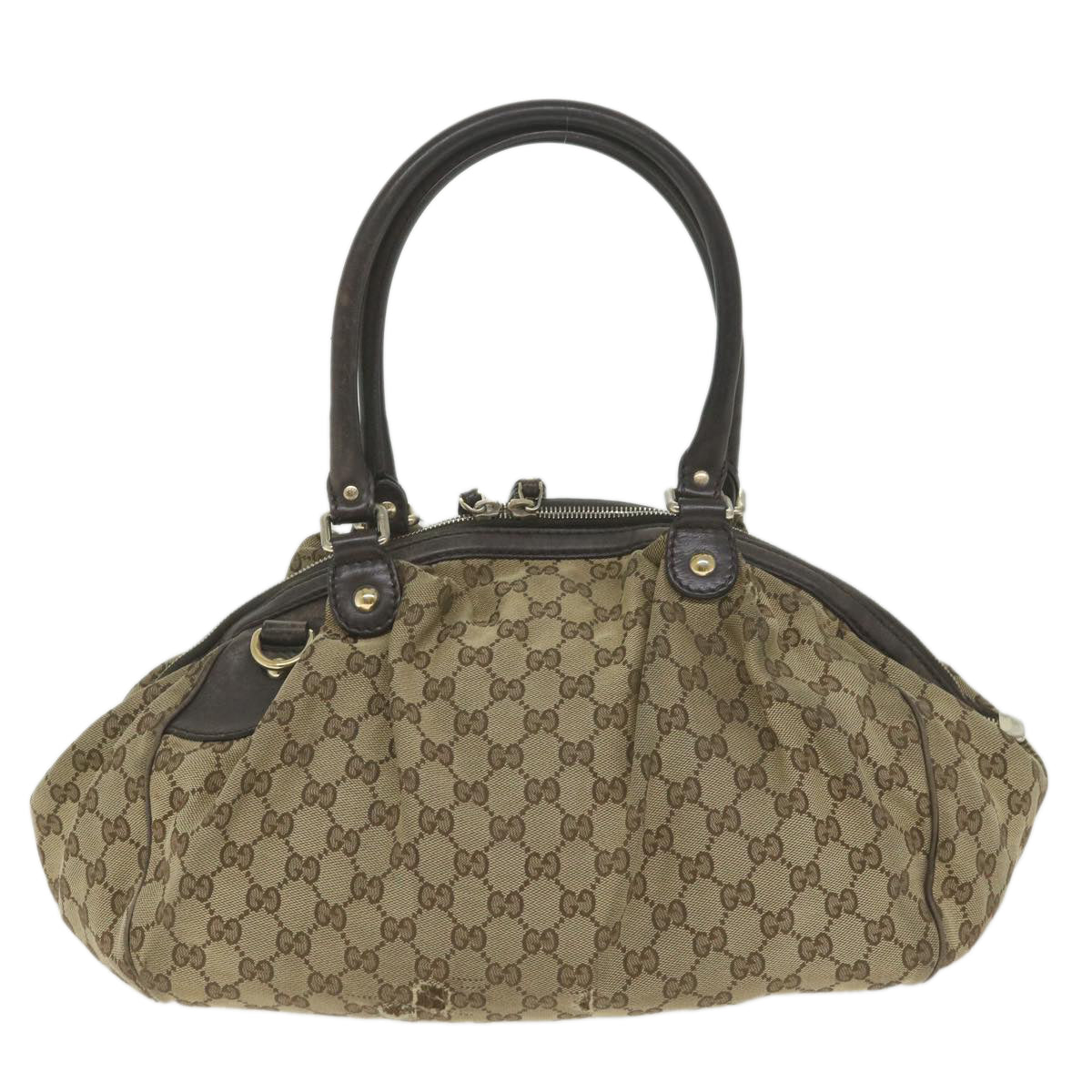 GUCCI GG Canvas Hand Bag Beige 223974 Auth 59072