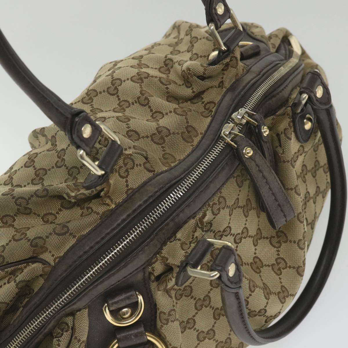 GUCCI GG Canvas Hand Bag Beige 223974 Auth 59072