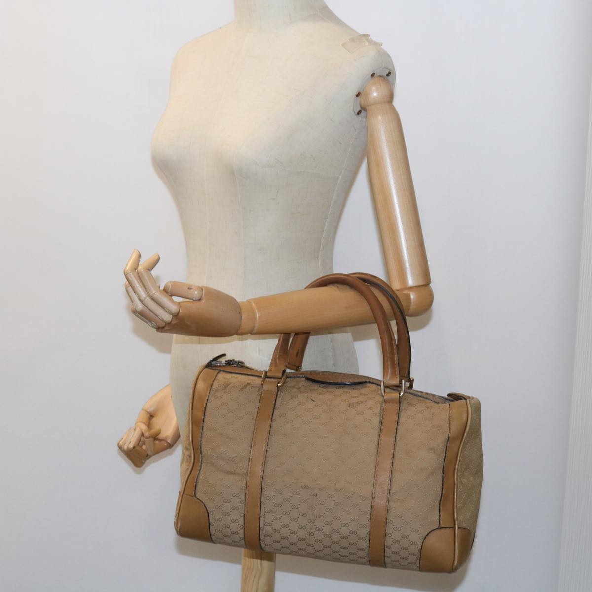 GUCCI Micro GG Canvas Hand Bag Beige Auth 59084