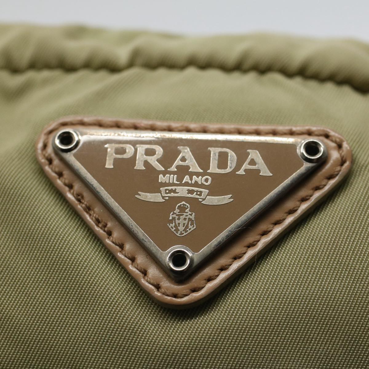 PRADA Pouch Nylon Green Auth 59090