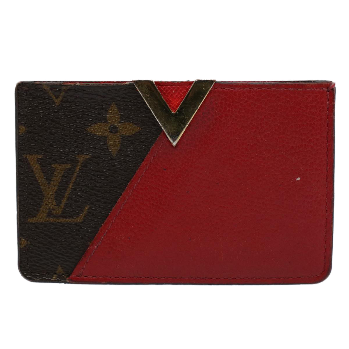 LOUIS VUITTON Monogram Porte Cartes Kimono Card Case Red M56172 LV Auth 59099