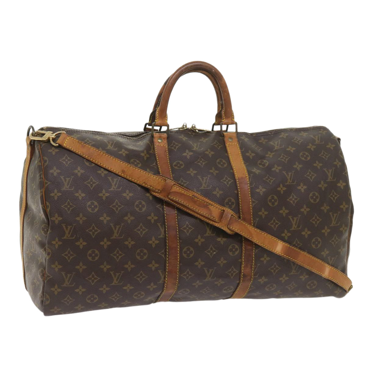 LOUIS VUITTON Monogram Keepall Bandouliere 55 Boston Bag M41414 LV Auth 59207