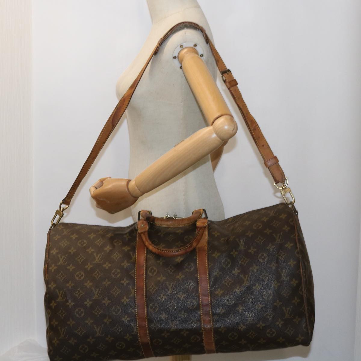 LOUIS VUITTON Monogram Keepall Bandouliere 55 Boston Bag M41414 LV Auth 59207