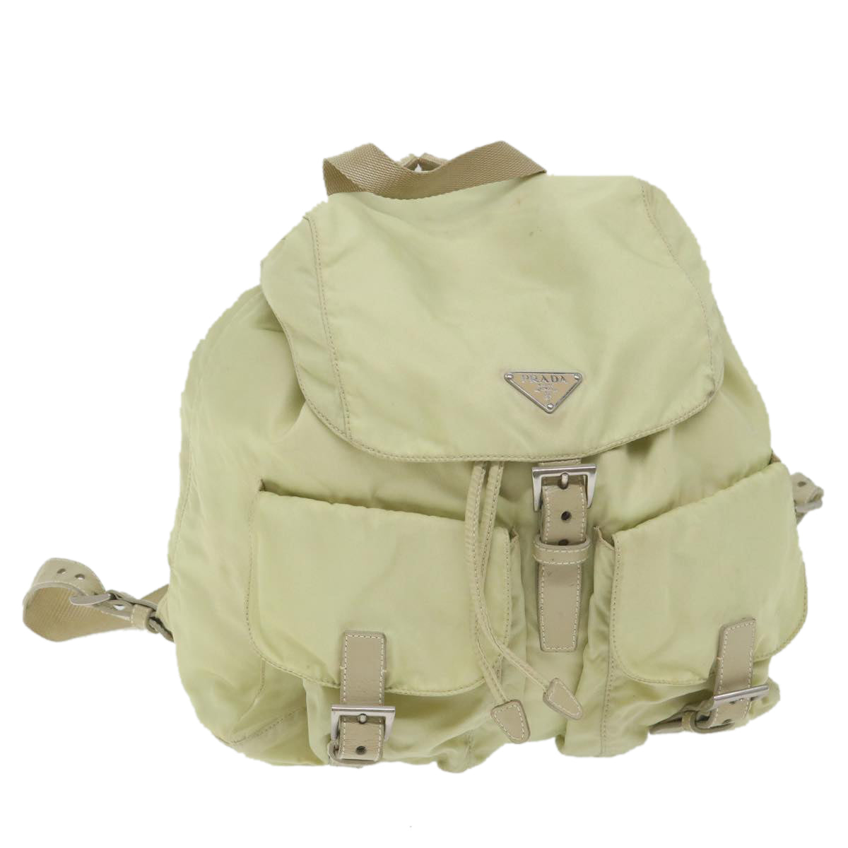 PRADA Backpack Nylon Cream Auth 59222