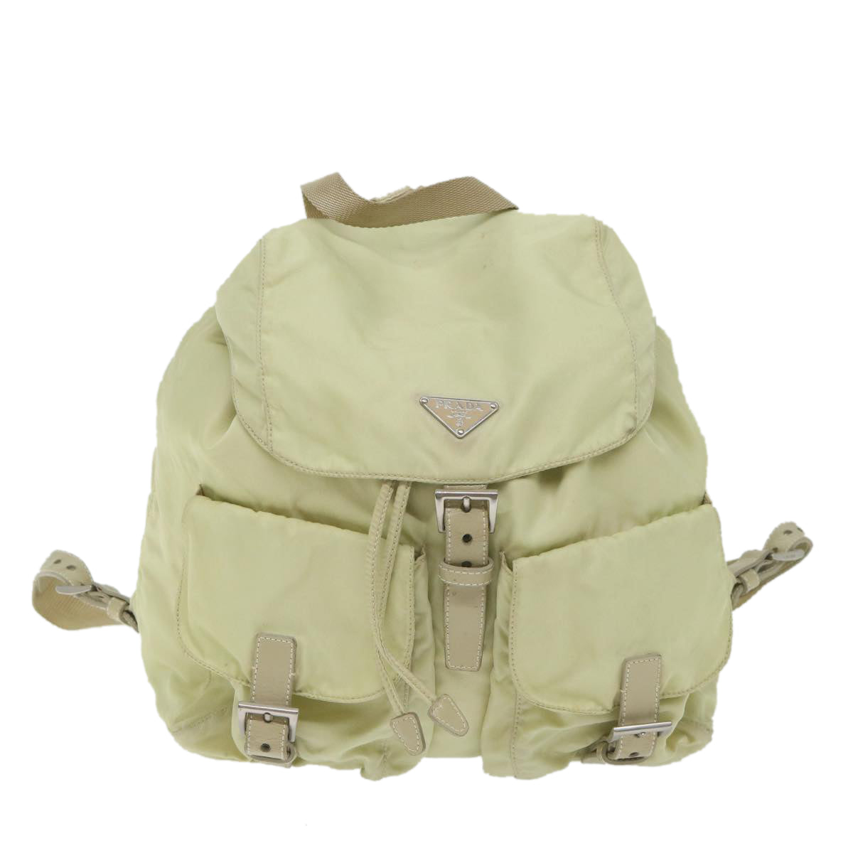 PRADA Backpack Nylon Cream Auth 59222