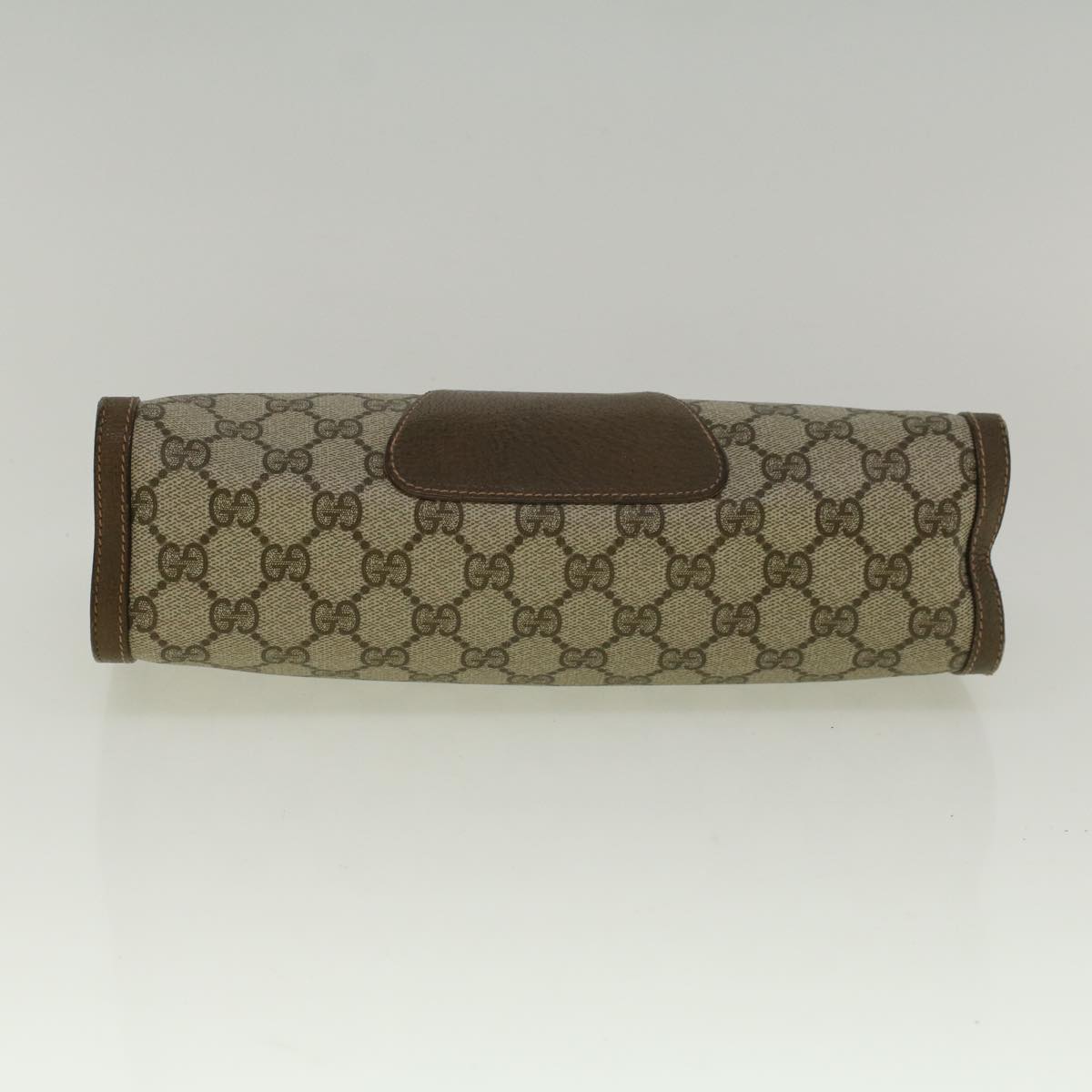 GUCCI GG Canvas Web Sherry Line Clutch Bag PVC Leather Beige Green Auth 59249