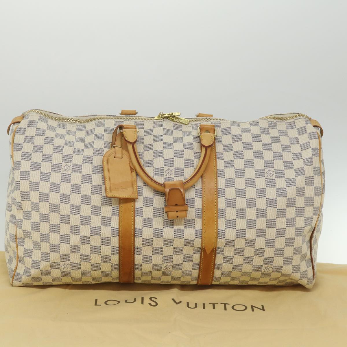 LOUIS VUITTON Damier Azur Keepall 50 Boston Bag N41430 LV Auth 59264A