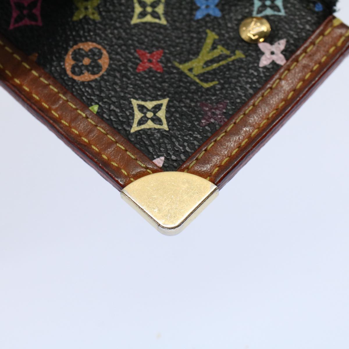 LOUIS VUITTON Monogram Multicolor Pochette Cles Purse Black M92654 Auth 59288