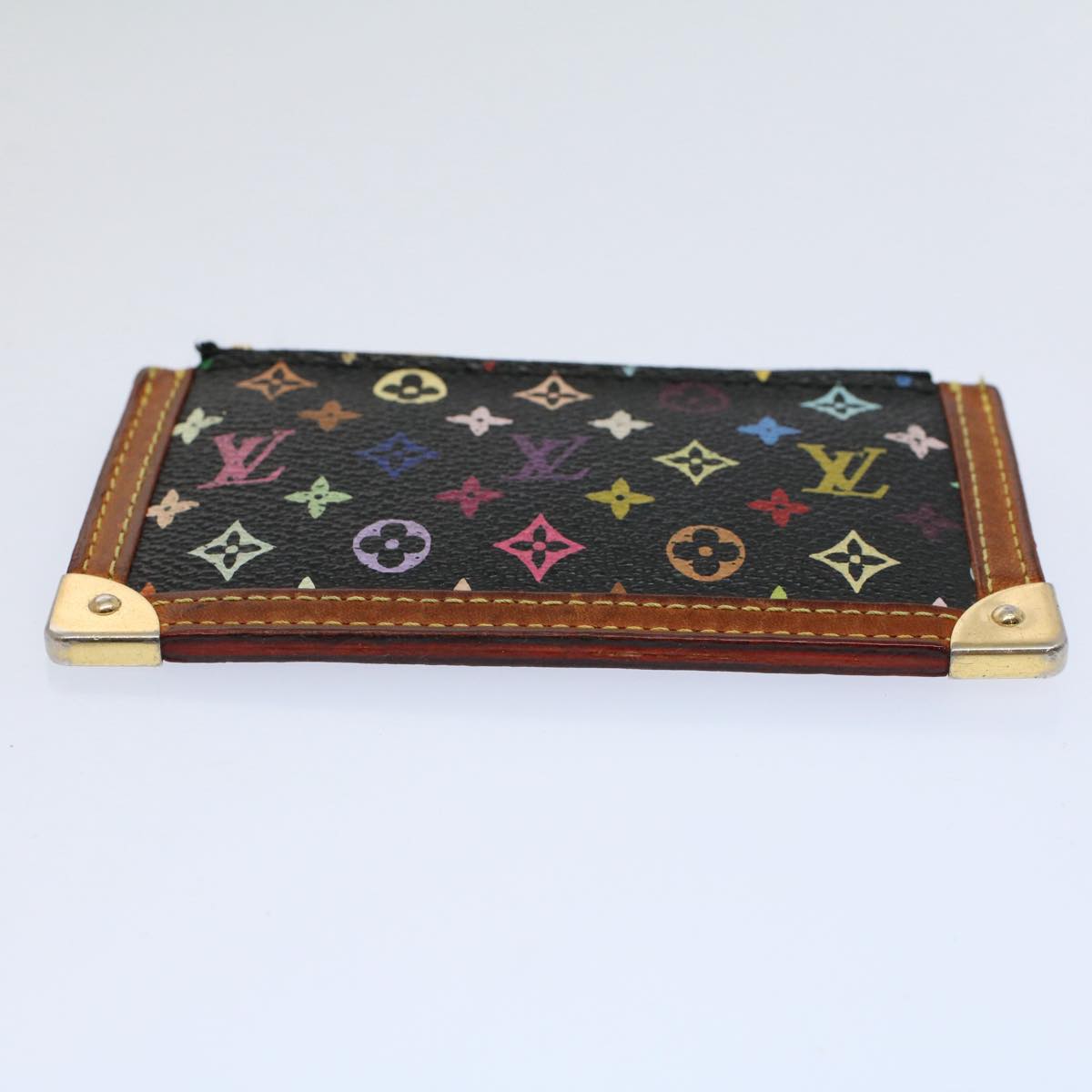 LOUIS VUITTON Monogram Multicolor Pochette Cles Purse Black M92654 Auth 59288