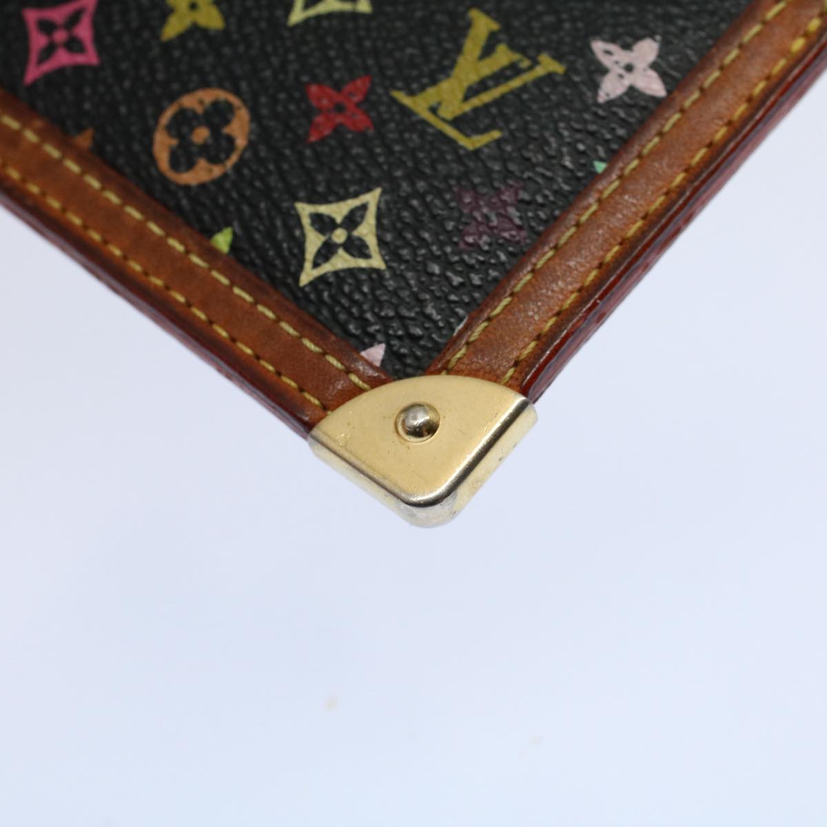 LOUIS VUITTON Monogram Multicolor Pochette Cles Purse Black M92654 Auth 59288