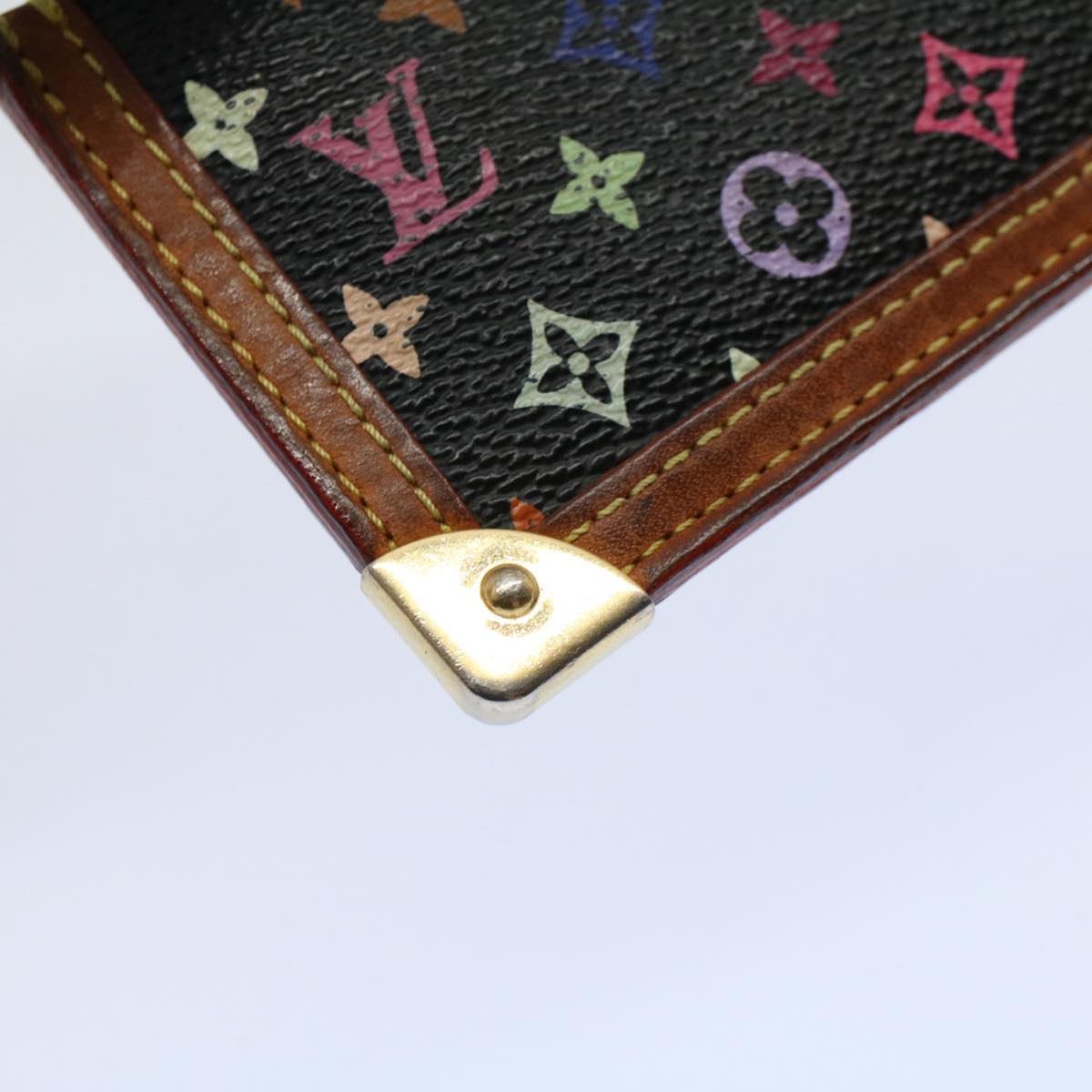 LOUIS VUITTON Monogram Multicolor Pochette Cles Purse Black M92654 Auth 59288