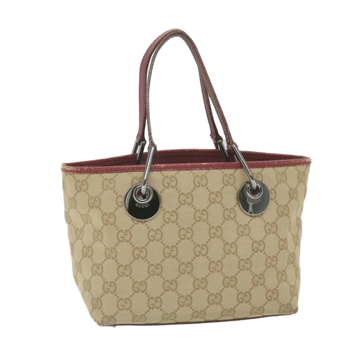 GUCCI GG Canvas Hand Bag Beige 120844 Auth 59322