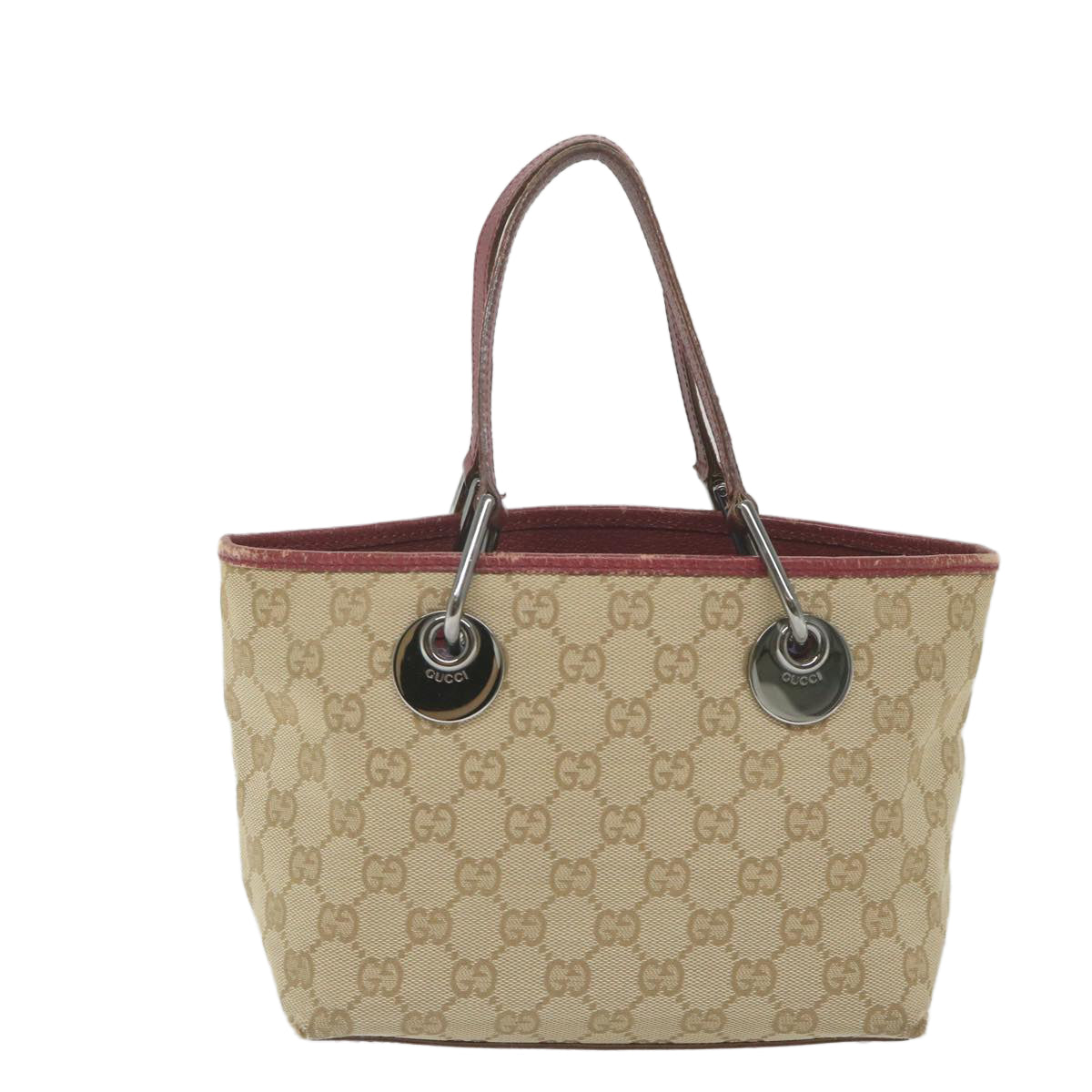 GUCCI GG Canvas Hand Bag Beige 120844 Auth 59322