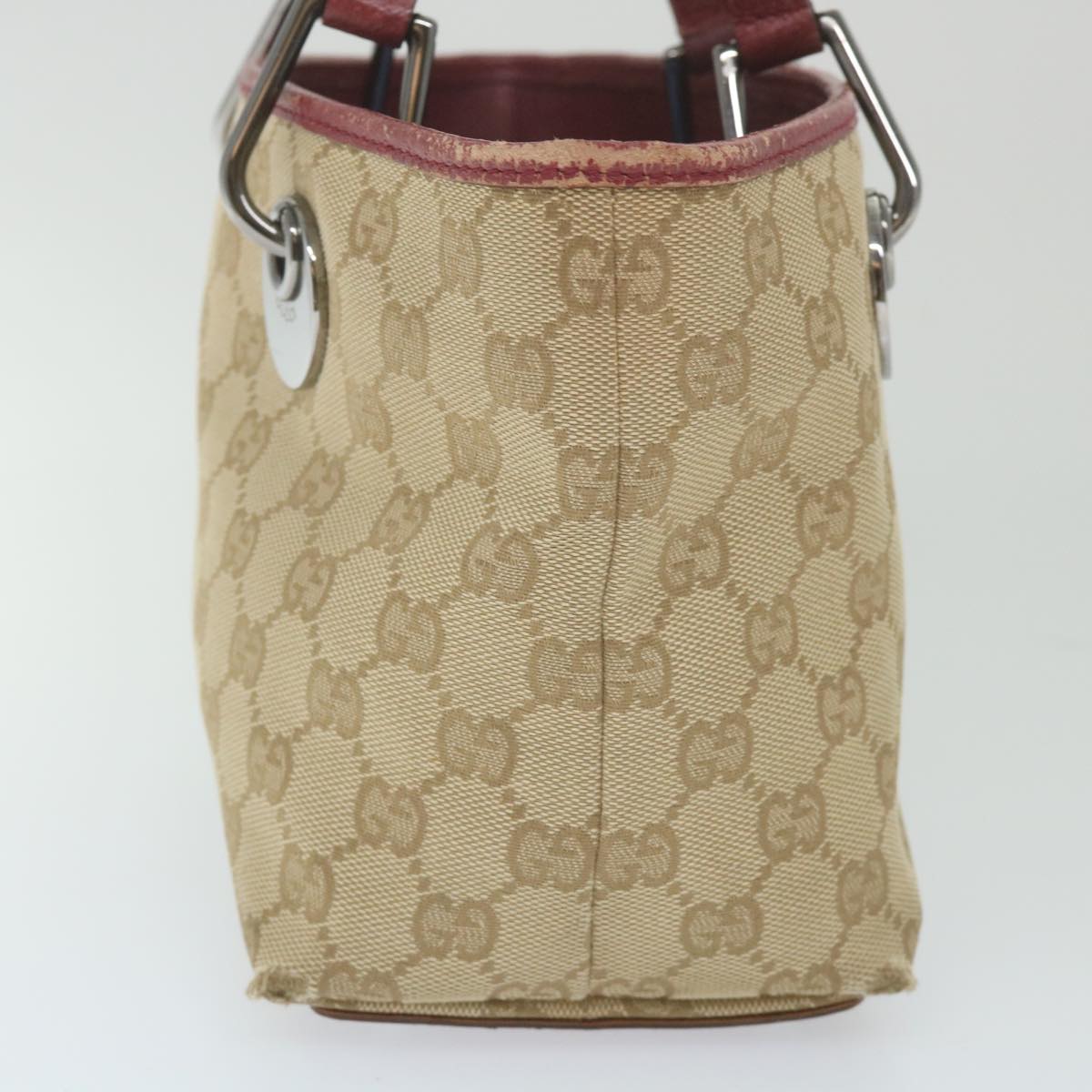 GUCCI GG Canvas Hand Bag Beige 120844 Auth 59322