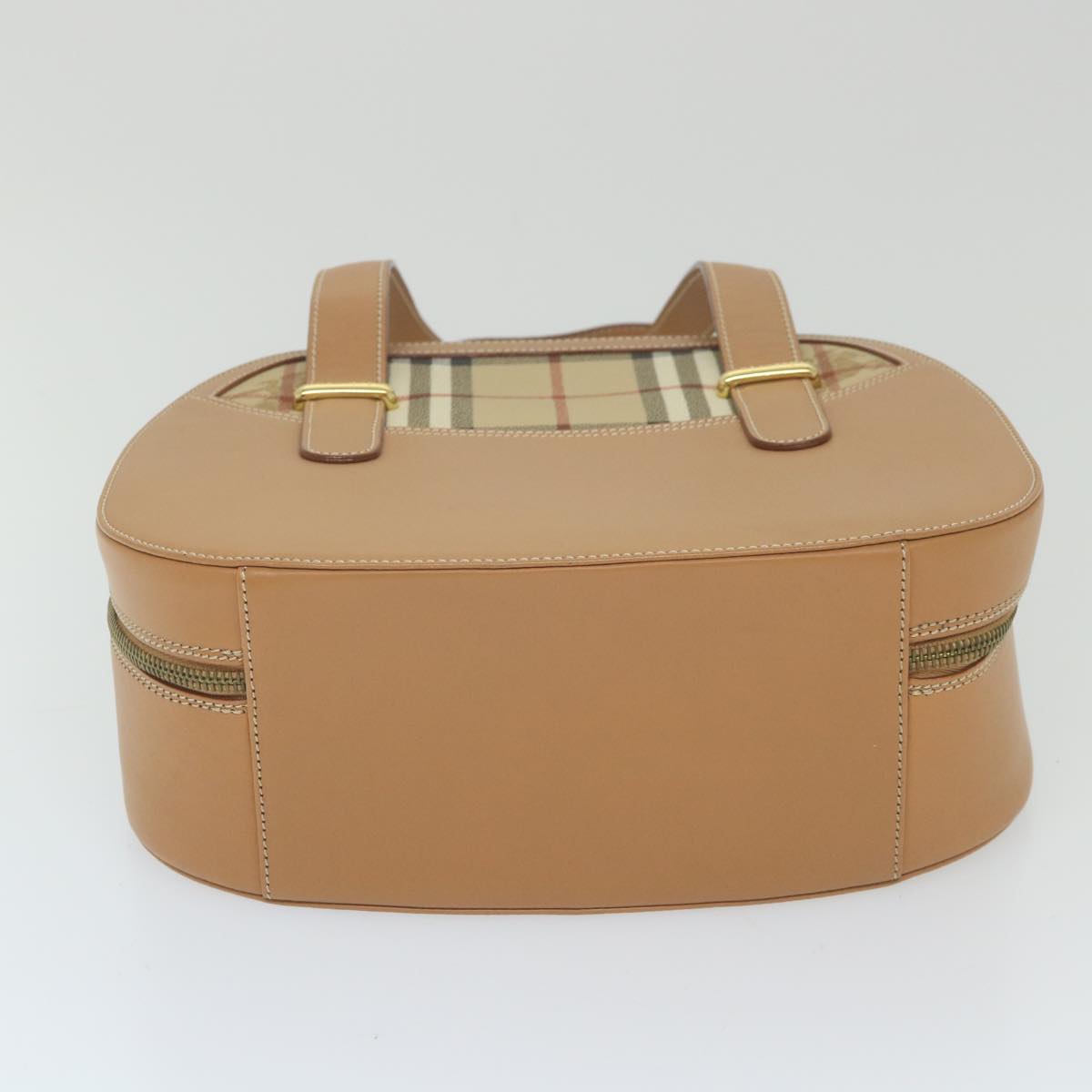 Burberrys Hand Bag Leather Beige Auth 59466