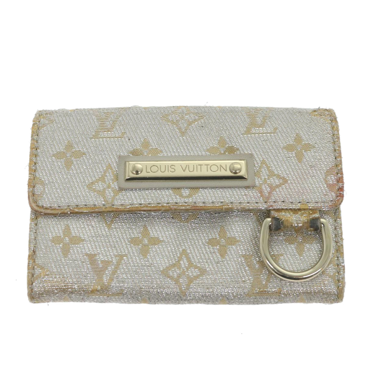 LOUIS VUITTON Monogram Shine Porte Monnaie Coin Purse Silver M92369 Auth 59483