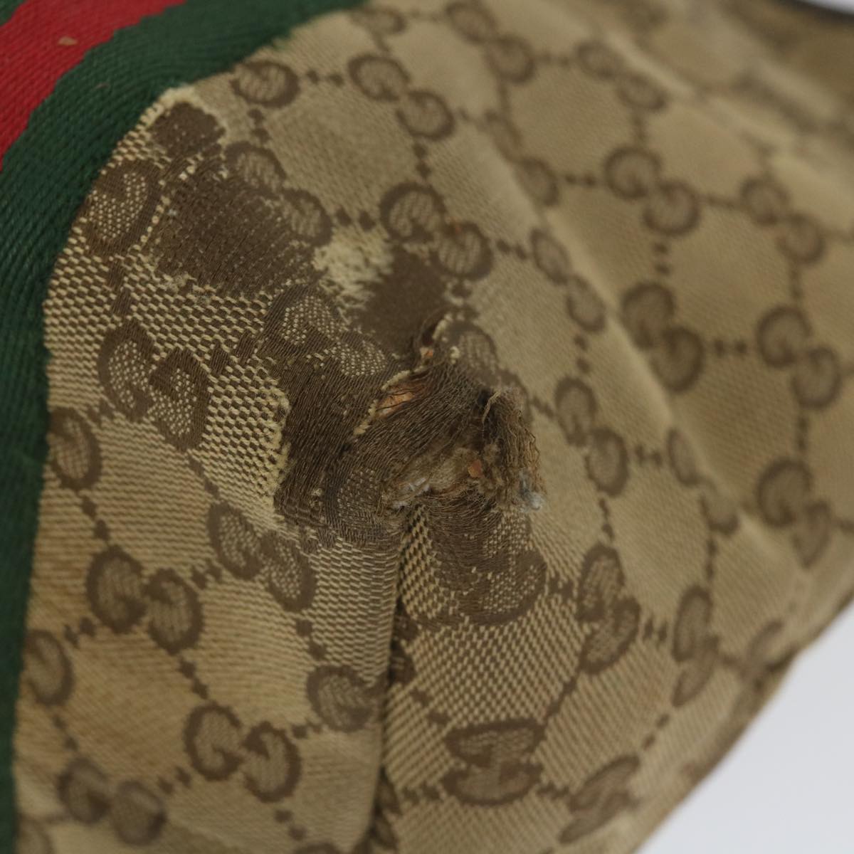 GUCCI GG Canvas Web Sherry Line Tote Bag Beige Red Green 137396 Auth 59566