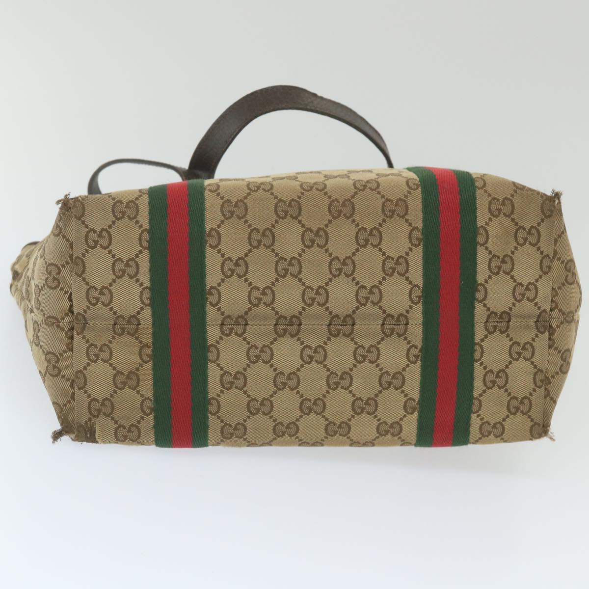 GUCCI GG Canvas Web Sherry Line Tote Bag Beige Red Green 137396 Auth 59566