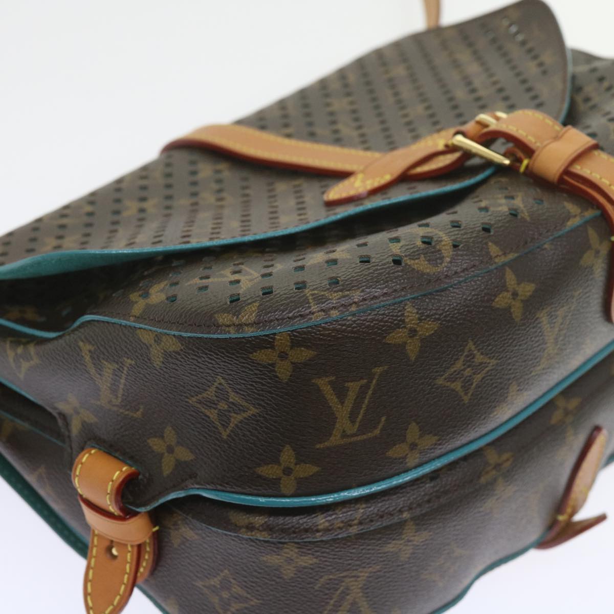 LOUIS VUITTON Monogram Perfo Saumur 30 Shoulder Bag M93998 LV Auth 59612SAV