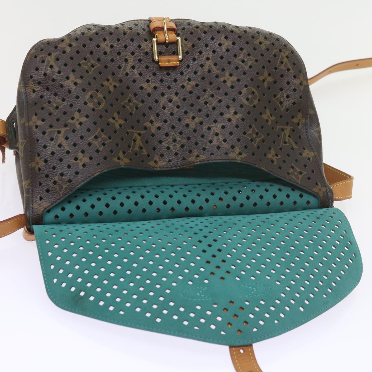 LOUIS VUITTON Monogram Perfo Saumur 30 Shoulder Bag M93998 LV Auth 59612SAV