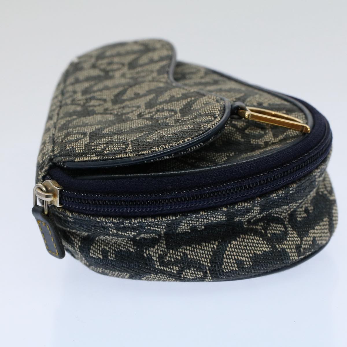 Christian Dior Trotter Canvas Saddle Pouch Navy Auth 59616