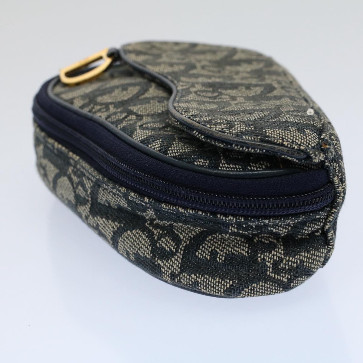 Christian Dior Trotter Canvas Saddle Pouch Navy Auth 59616