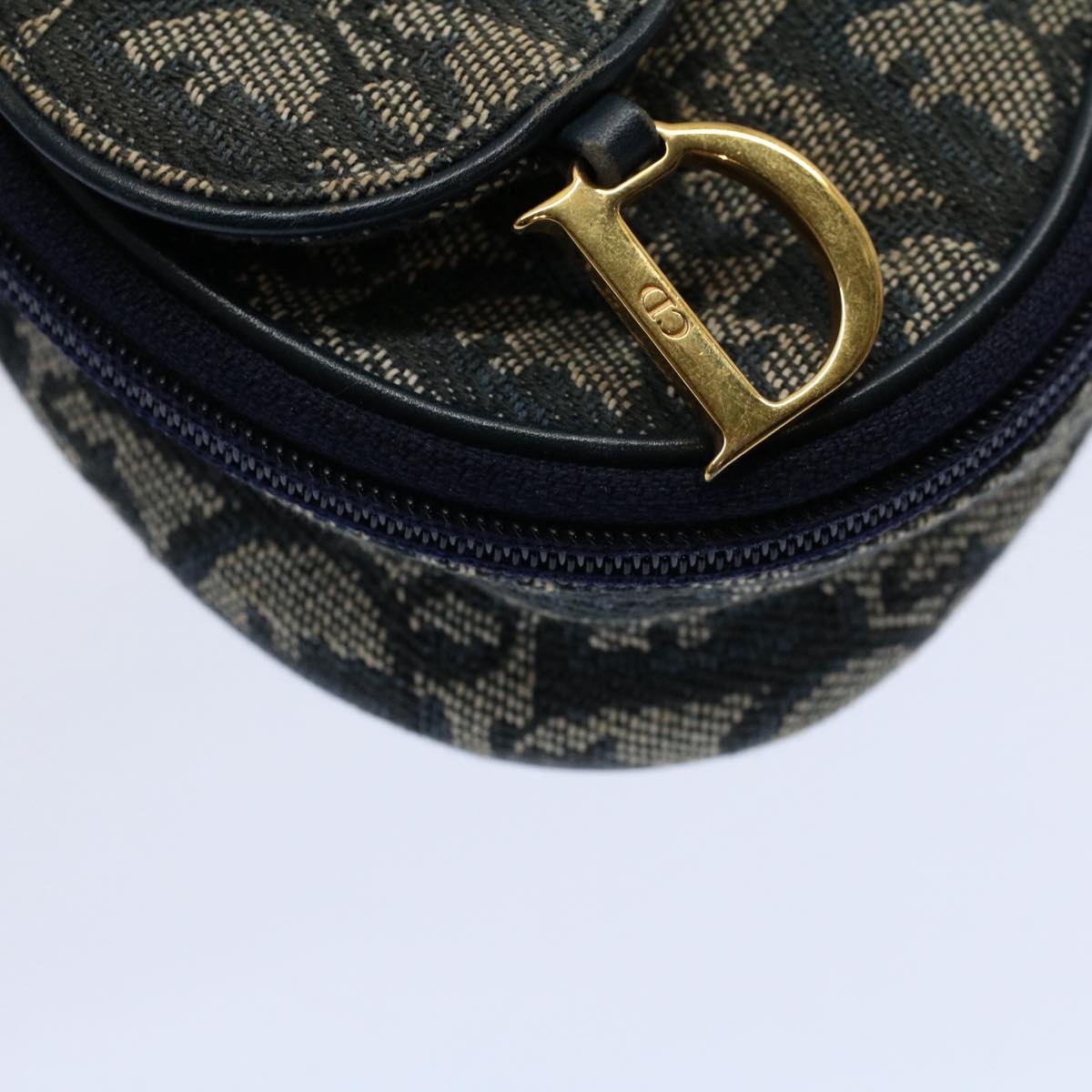 Christian Dior Trotter Canvas Saddle Pouch Navy Auth 59616