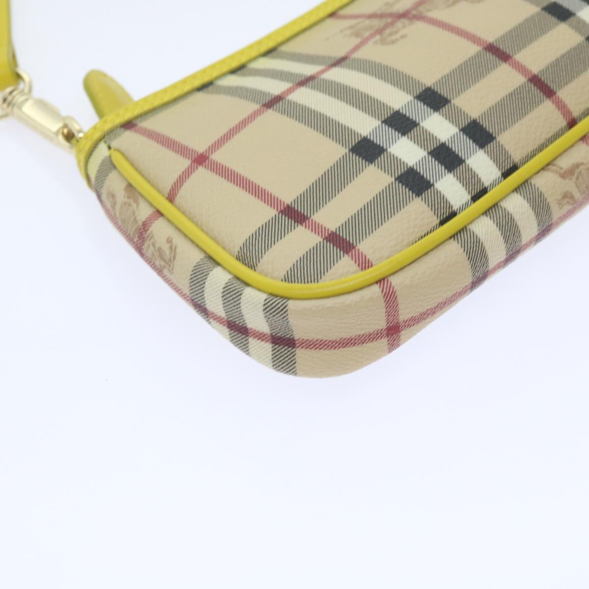 BURBERRY Nova Check Accessory Pouch PVC Leather Beige Auth 59756