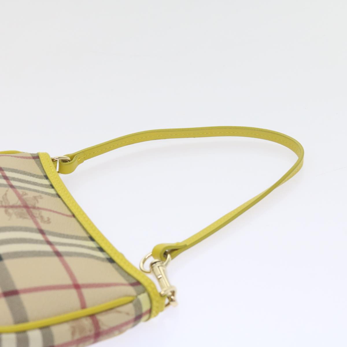 BURBERRY Nova Check Accessory Pouch PVC Leather Beige Auth 59756