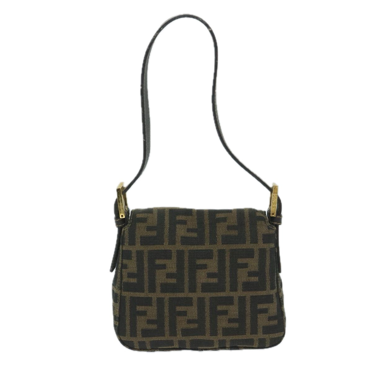 FENDI Zucca Canvas Mini Mamma Baguette Hand Bag Black Brown Auth 59810A