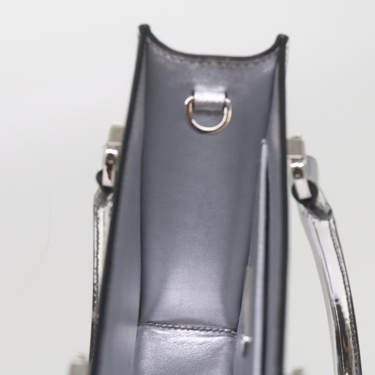 PRADA Hand Bag Metallic leather Silver Auth 59813SV
