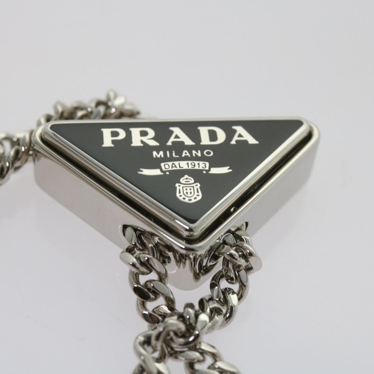 PRADA Hand Bag Metallic leather Silver Auth 59813SV