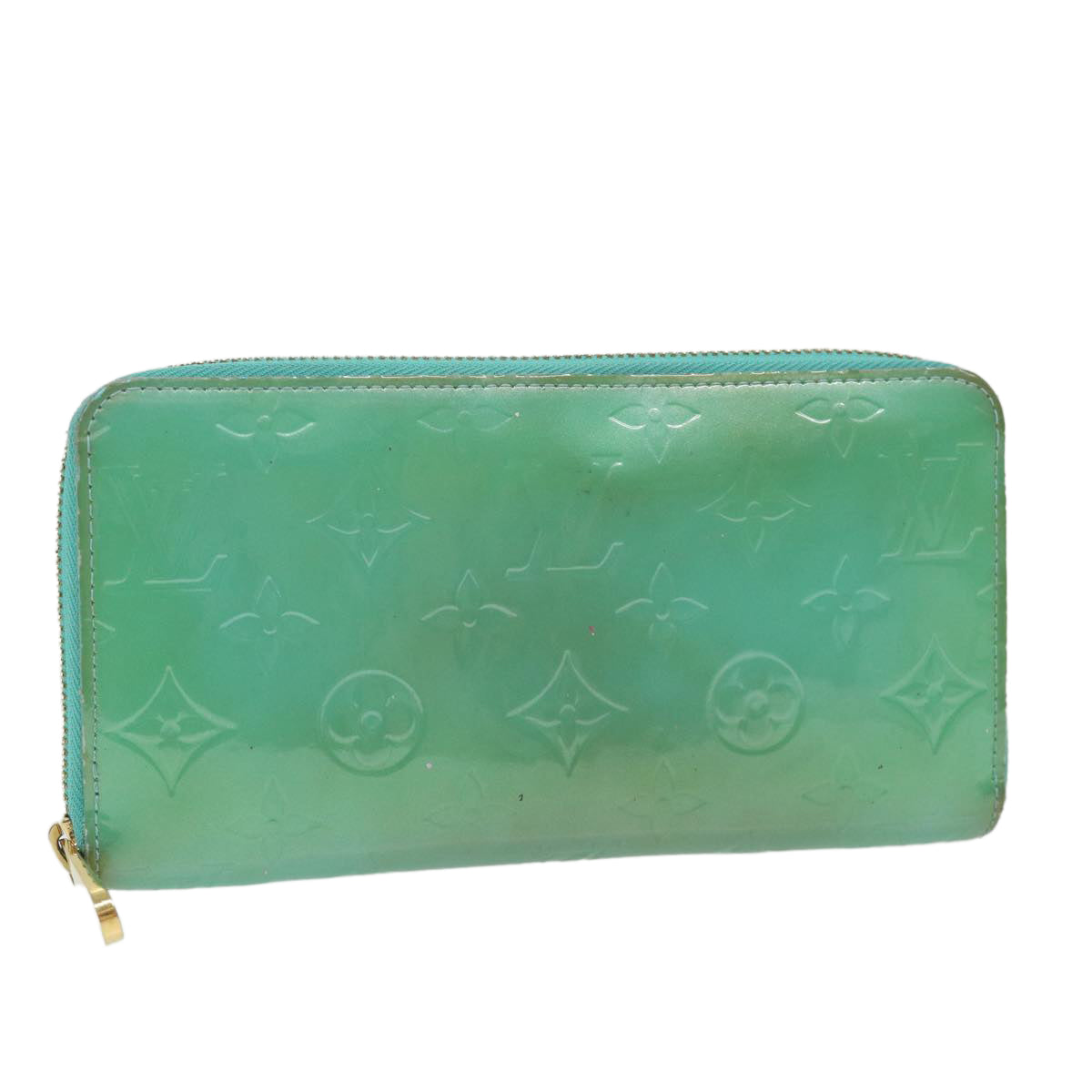 LOUIS VUITTON Monogram Vernis Zippy Wallet Wallet Blue Lagon M91734 Auth 59939