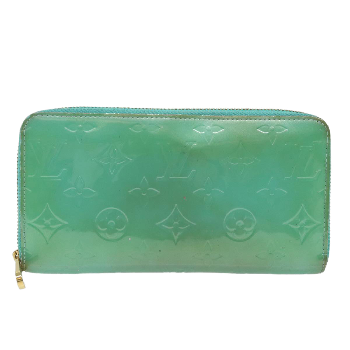 LOUIS VUITTON Monogram Vernis Zippy Wallet Wallet Blue Lagon M91734 Auth 59939