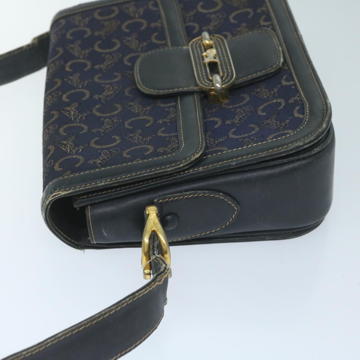 CELINE C Macadam Canvas Shoulder Bag Navy Auth 59941