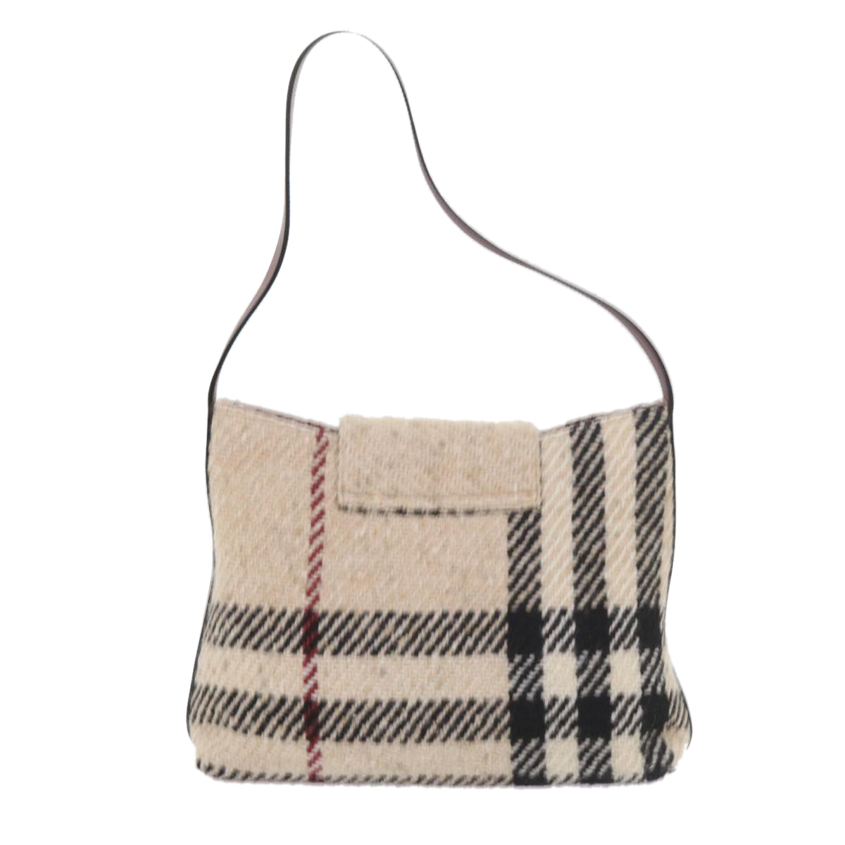 BURBERRY Nova Check Shoulder Bag Wool Beige Auth 59951