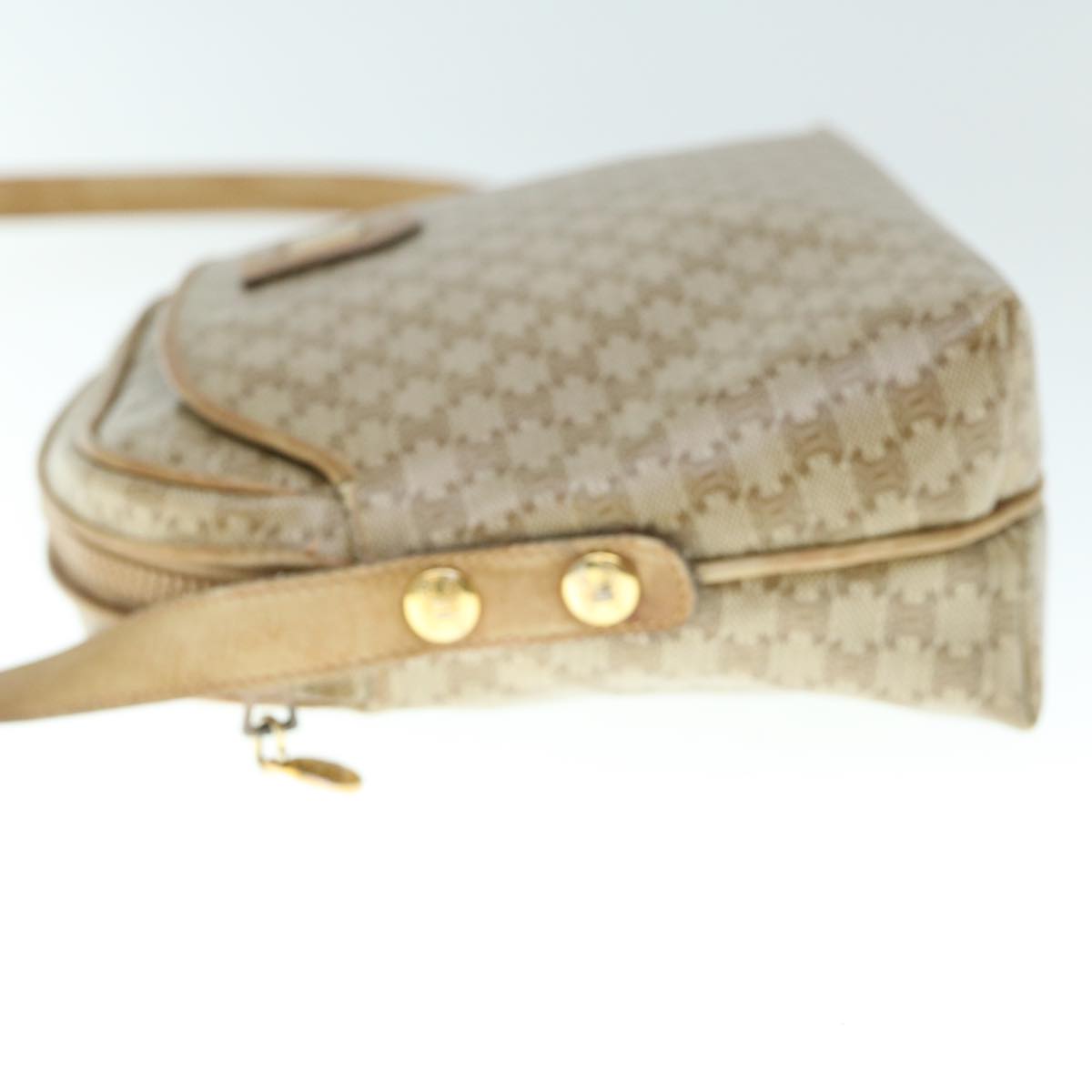 CELINE Macadam Canvas Shoulder Bag Beige Auth 60008