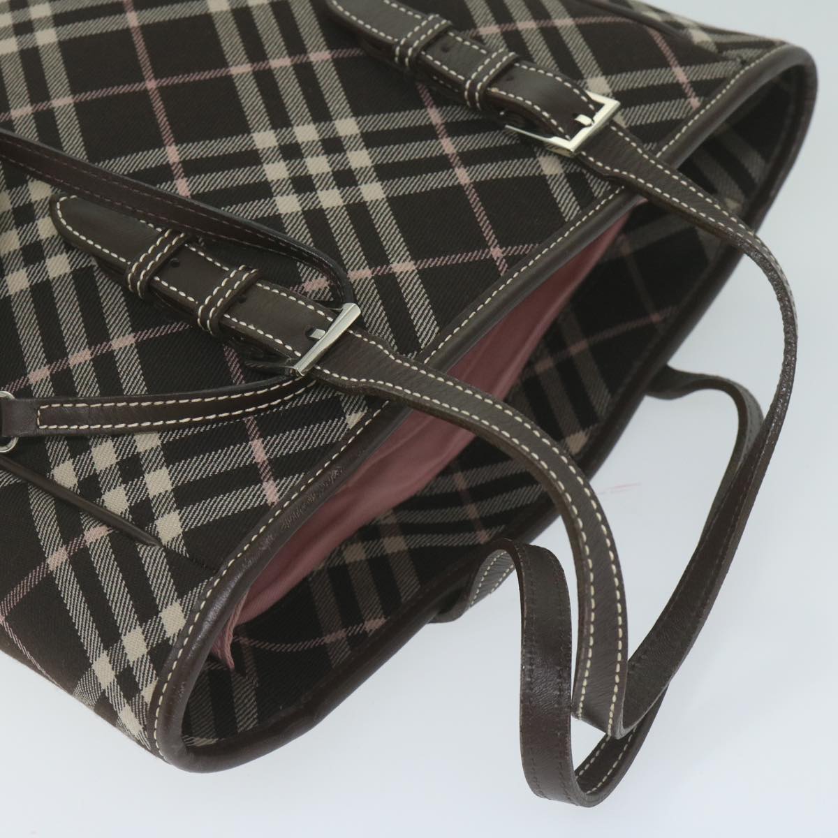 BURBERRY Nova Check Blue Label Shoulder Bag Canvas Brown Auth 60062