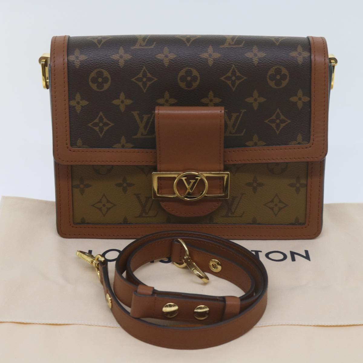 LOUIS VUITTON Monogram Reverse Dauphine MM Shoulder Bag M44391 LV Auth 60072M