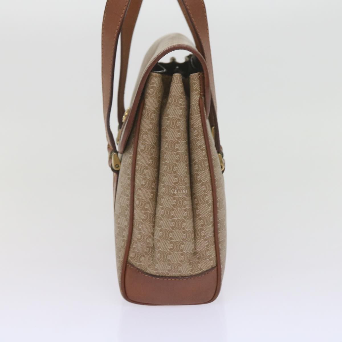 CELINE Macadam Canvas Shoulder Bag Beige Auth 60074