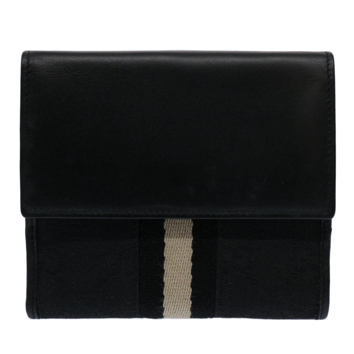 GUCCI GG Canvas Sherry Line Jackie Wallet Black White Auth 60081A