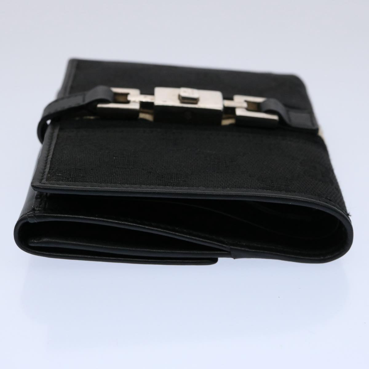 GUCCI GG Canvas Sherry Line Jackie Wallet Black White Auth 60081A